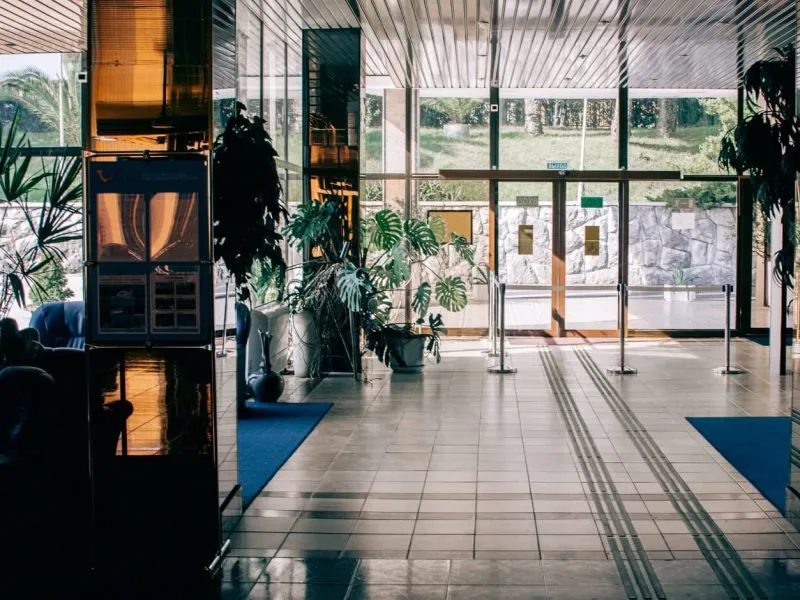 Tiled entry lobby floor in a Sunshine Coast hotel