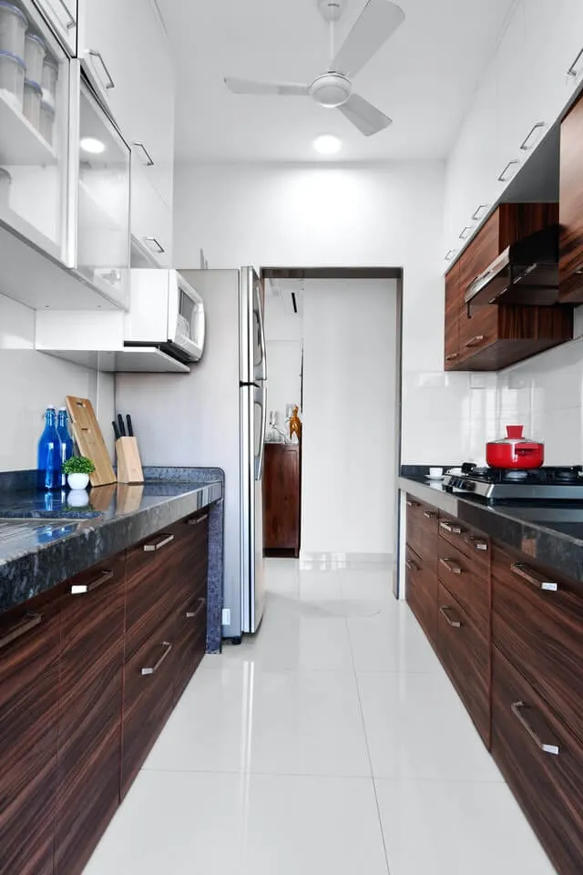 Large-format floor tiles in a Sunshine Coast kitchen